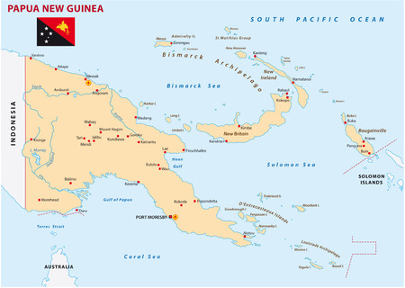 papua new guinea map with flagのイラスト素材