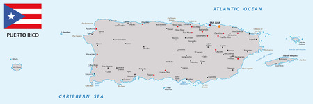 puerto rico map with flagのイラスト素材