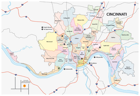 cincinnati road and neighborhood mapのイラスト素材