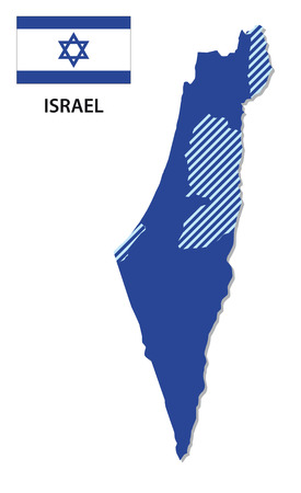 israel map with flagのイラスト素材