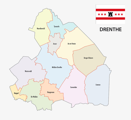 province drenthe administrative map with flagのイラスト素材