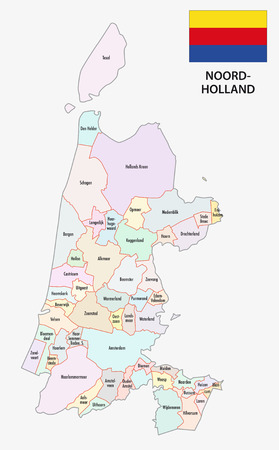 province north holland map with flagのイラスト素材