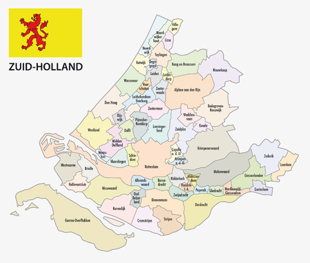 south holland administrative map with flagのイラスト素材