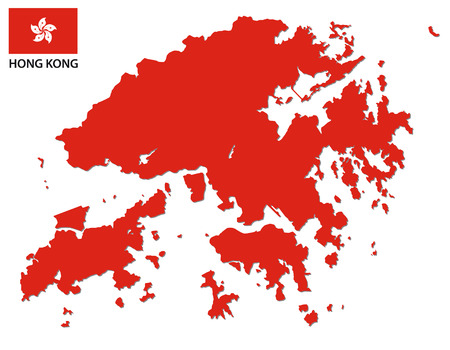 hong kong map with flagのイラスト素材