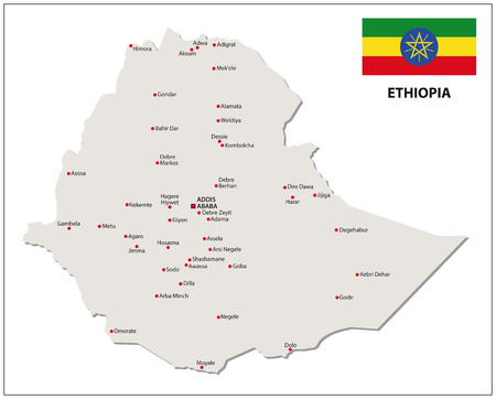 ethiopia map with flagのイラスト素材