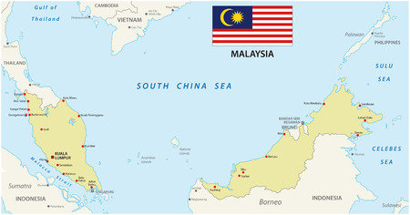 Malaysia map with flagのイラスト素材