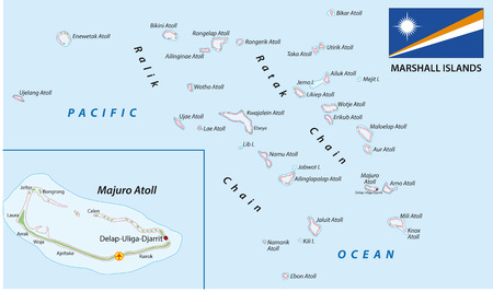 Marshall Islands map with flagのイラスト素材