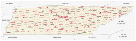 tennessee administrative mapのイラスト素材