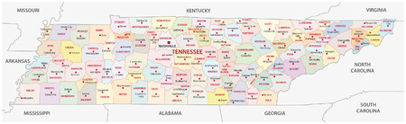 tennessee administrative mapのイラスト素材