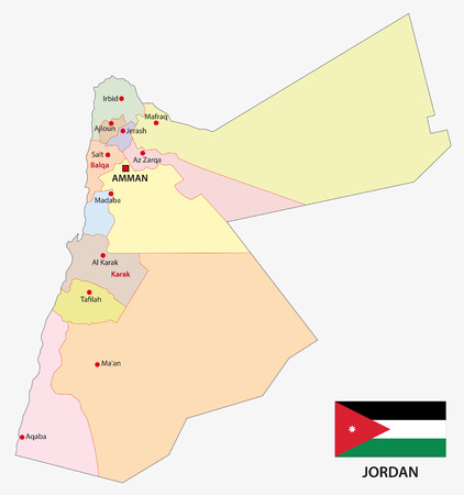 jordan administrative map with flagのイラスト素材
