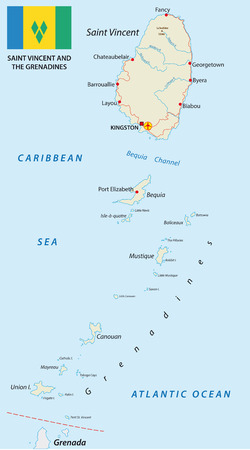 Saint Vincent and the Grenadines map with flagのイラスト素材
