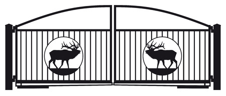 Irongate with deer ornamentのイラスト素材