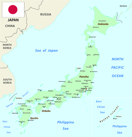 Japan map with flagのイラスト素材