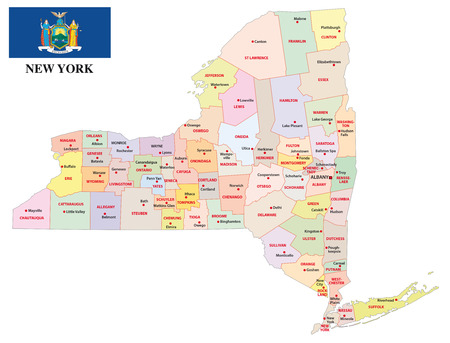 New York administrative map with flagのイラスト素材