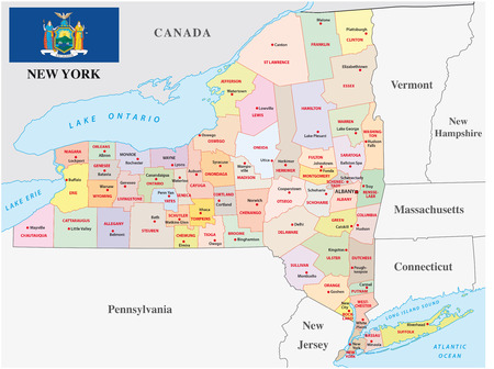 New York administrative map with flagのイラスト素材