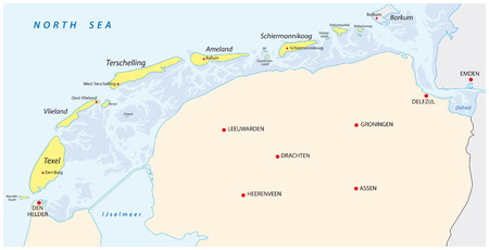 Netherlands West Frisian Islands mapのイラスト素材