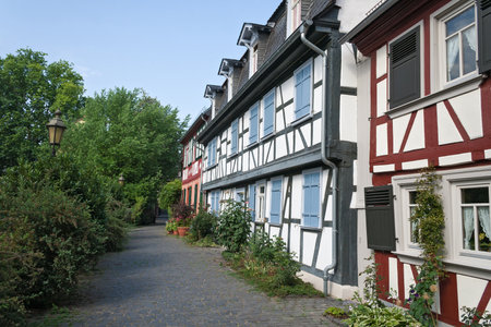 Historic Old Town Frankfurt-Hchst with its half-timbered housesのeditorial素材