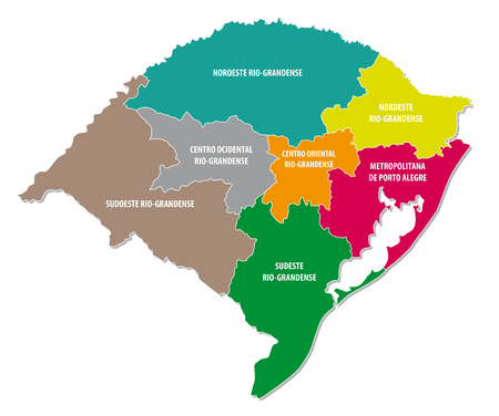 Rio Grande do Sul colorful administrative mapのイラスト素材