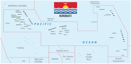 Kiribati map with flagのイラスト素材