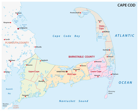 cape cod administrative mapのイラスト素材
