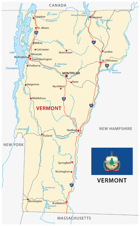 vermont road map with flagのイラスト素材