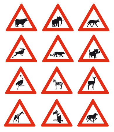 twelve Animal Crossing Road Signs of Namibiaのイラスト素材