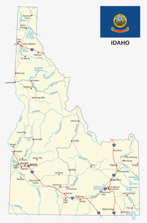 idaho road map with flagのイラスト素材