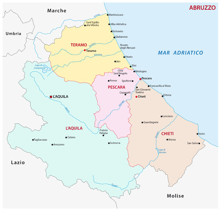 abruzzo administrative map, Italyのイラスト素材