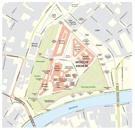 vector street map of Moscow Kremlin in the Russian capital Moscowのイラスト素材