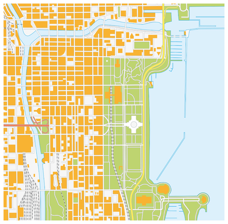vector street map of downtown Chicago, Illinoisのイラスト素材