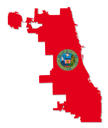 city ??of chicago map with coat of armsのイラスト素材
