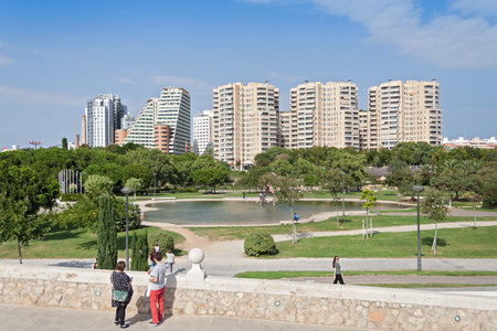 View of the turia park garden in Valencia, Spainのeditorial素材