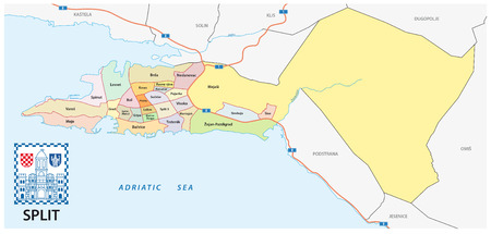 Split administrative map with coat of armsのイラスト素材