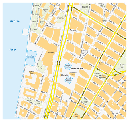 Map downtown Manhattan World Trade Center, New York Cityのイラスト素材