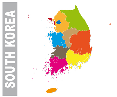 Colorful South Korea administrative and political mapのイラスト素材