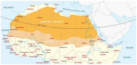 Map of the Sahara desert and Sahel zoneのイラスト素材