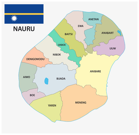 Nauru administrative and political vector map with flagのイラスト素材