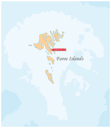 Simple map of the autonomous Iceland group of the Faroe Islandsのイラスト素材