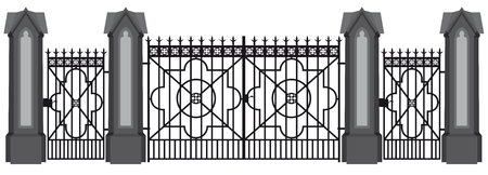 A illustration of a wrought iron gateのイラスト素材