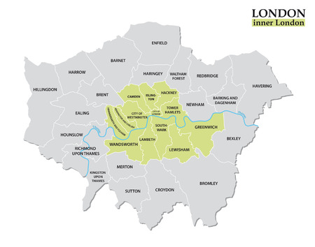 Administrative and political map of inner London, Statutory definitionのイラスト素材