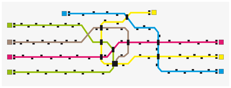 Imaginary colored subway map with stationsのイラスト素材
