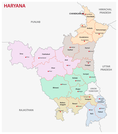 Haryana administrative and political mapのイラスト素材