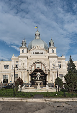 Lviv-Holovnyi, the main railway terminal in Lviv, Ukraineのeditorial素材
