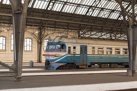 Passenger platform Lviv-Holovnyi, the main railway terminal in Lviv, Ukraineのeditorial素材