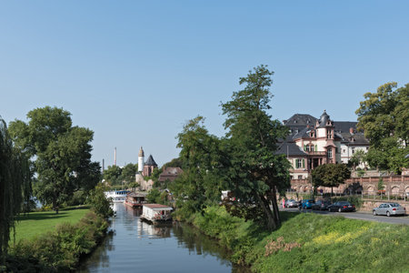 The nidda river near Frankfurt Hoechstのeditorial素材