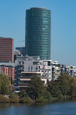 Westhafen Tower and private apartments in Frankfurt, Germanyのeditorial素材