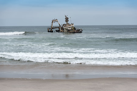 Shipwreck Zeila near Henties Bay on the Skeleton Coast of Namibiaのeditorial素材