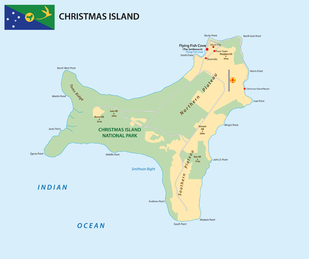 Vector map of the territory of Christmas Island with flagのイラスト素材