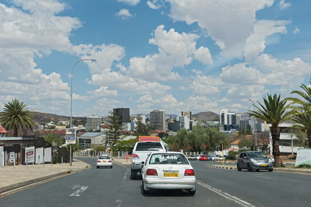 Modern building on the central street of Windhoek, Namibiaのeditorial素材