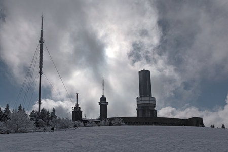 Transmitting stations on the Feldberg at the Taunus in winter, Hesse, Germanyのeditorial素材